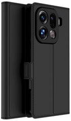 Kapa Noble Slim Magnetic Leather Flip Case Cover for Oppo Find X9 Pro | Card Holder Stand Flip Wallet Case (Black) - Mobizang