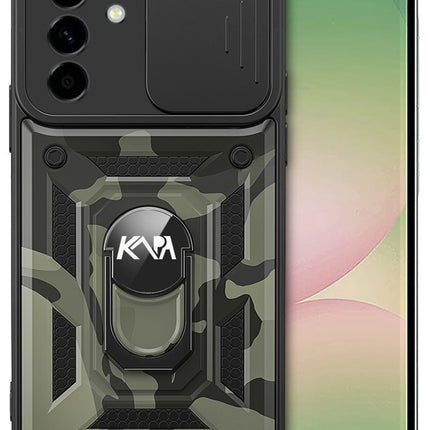 Kapa Tank Back Cover for Samsung Galaxy A36 | Inbuilt Ring + Slider Shockproof Lens Protection Bumper Back Case (Black)