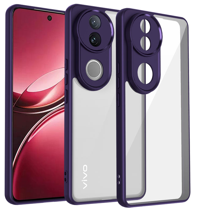 Kapa Hawkeye Clear Back Cover for Vivo V50 5G | Camera Lens Protector Shockproof Slim Clear Case Cover (Purple Sides)