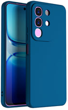 Kapa Matte Protective Lens Flexible Back Cover for Iqoo Z10x 5G / Vivo T4x 5G | Slim Silicone with Soft Lining Shockproof Full Body Bumper Case (Blue)