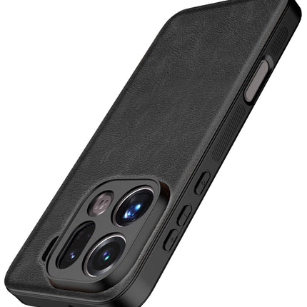 Kapa Tux Leather Back Cover for Oppo Find X9 Pro | Slim Shockproof Camera Protection Bumper Case (Black)