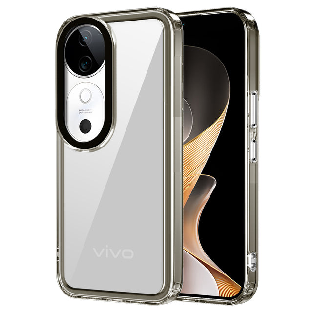 Kapa Warrior Acrylic Clear Back Cover For Vivo V31 (5G) | Slim Shockproof [Military Grade Protection] Hybrid Bumper Case (Grey Sides) - Mobizang