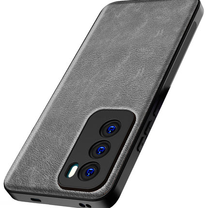 Kapa Tux Leather Back Cover for Oppo Reno 12 (5G) | Slim Shockproof Camera Protection Bumper Case (Grey)