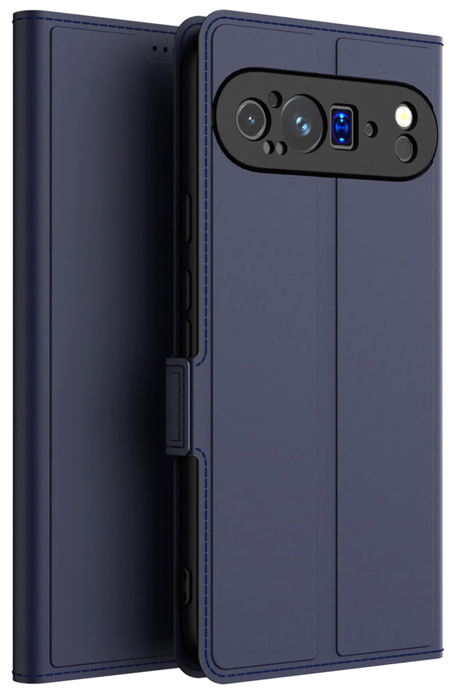Kapa Noble Slim Magnetic Leather Flip Case Cover for Google Pixel 9 PRO XL | Card Holder Stand Flip Wallet Case (Blue)