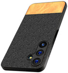 Kapa Soft Fabric & Leather Hybrid Protective Back Cover for Samsung Galaxy A55 (5G) | Shockproof Slim Hard Anti Slip Back Case (Black,Brown)
