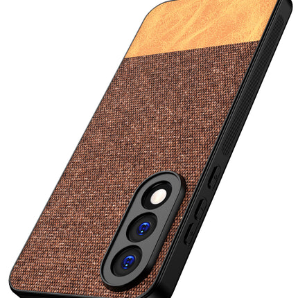 Kapa Soft Fabric & Leather Hybrid Protective Back Cover for OnePlus Nord 5 | Shockproof Slim Hard Anti Slip Back Case (Brown)