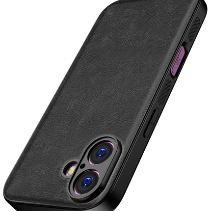 Kapa Tux Leather Back Cover for Apple iPhone 17 | Slim Shockproof Camera Protection Bumper Case (Black) - Mobizang