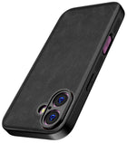 Kapa Tux Leather Back Cover for Apple iPhone 17 | Slim Shockproof Camera Protection Bumper Case (Black) - Mobizang