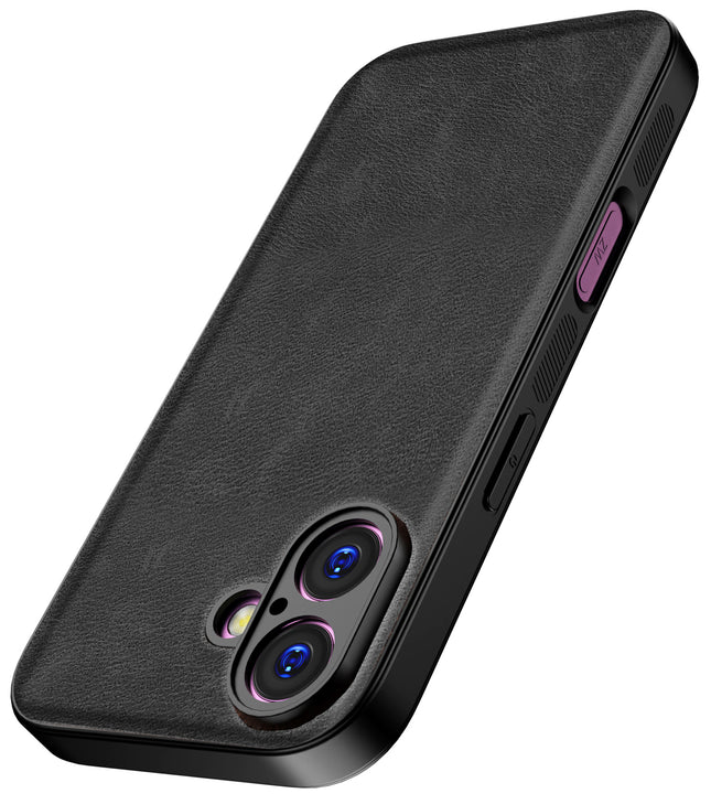 Kapa Tux Leather Back Cover for Apple iPhone 17 | Slim Shockproof Camera Protection Bumper Case (Black) - Mobizang