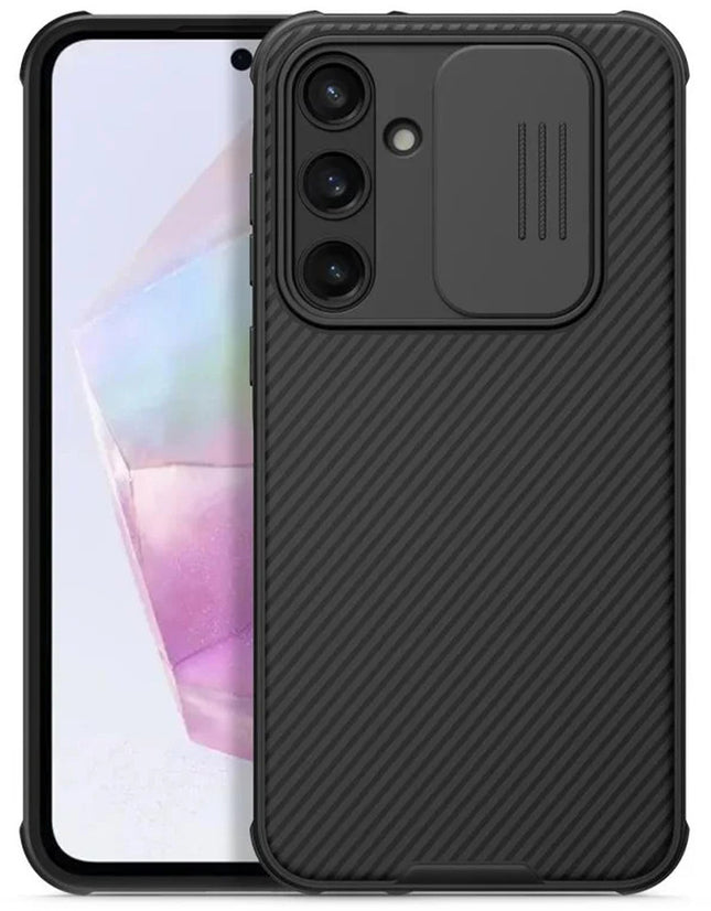 Kapa Camshield Back Cover for Samsung Galaxy A35 (5G) | Inbuilt Slider Shockproof Lens Protection Case (Black)