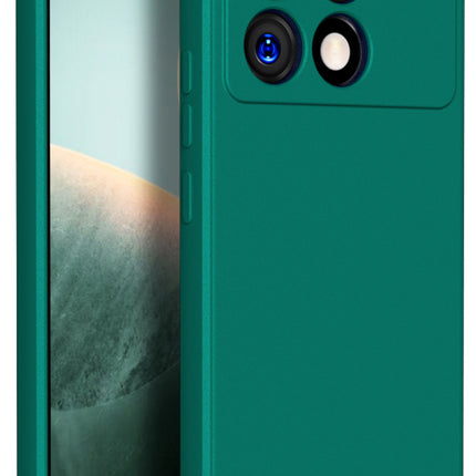 Kapa Matte Protective Lens Flexible Back Cover for Poco X6 PRO | Slim Silicone with Soft Lining Shockproof Full Body Bumper Case (Green) - Mobizang