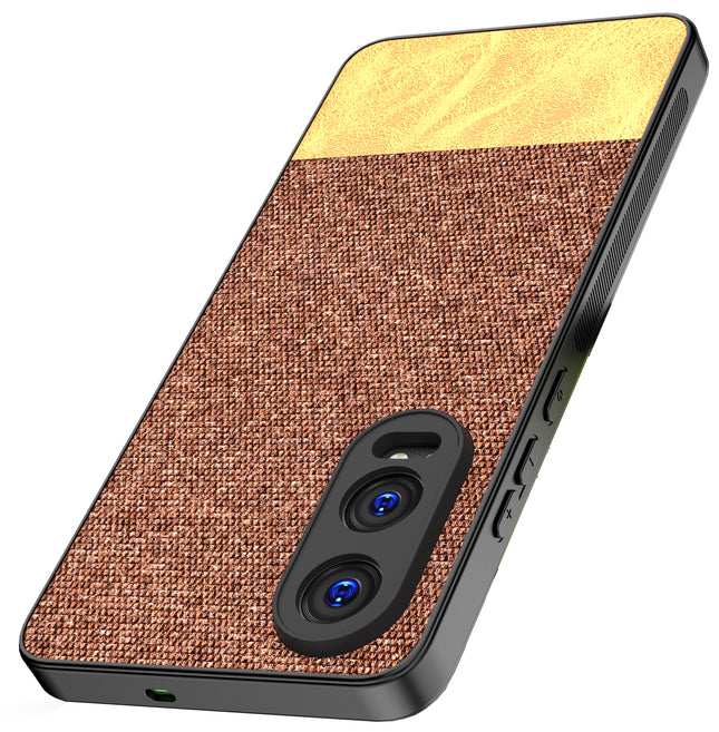 Kapa Soft Fabric & Leather Hybrid Protective Back Cover for OnePlus Nord CE 4 Lite | Shockproof Slim Hard Anti Slip Back Case (Brown)