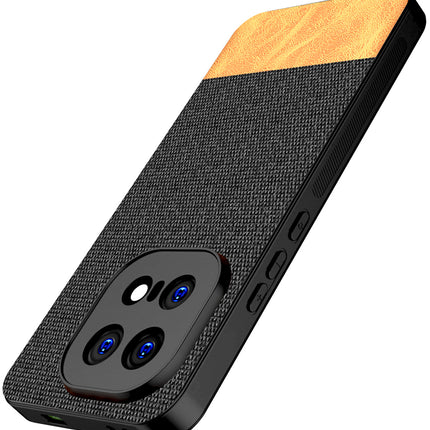 Kapa Soft Fabric & Leather Hybrid Protective Back Cover for IQOO 15 5G | Shockproof Slim Hard Anti Slip Back Case (Black,Brown)