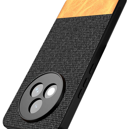 Kapa Soft Fabric & Leather Hybrid Protective Back Cover for Realme P3 PRO 5G | Shockproof Slim Hard Anti Slip Back Case (Black,Brown)