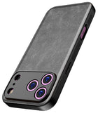 Kapa Tux Leather Back Cover for Apple iPhone 17 Pro | Slim Shockproof Camera Protection Bumper Case (Grey) - Mobizang