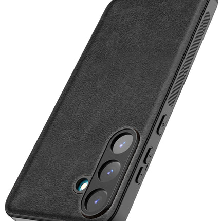 Kapa Tux Leather Back Cover for Samsung Galaxy S25 Plus | Slim Shockproof Camera Protection Bumper Case (Black) - Mobizang