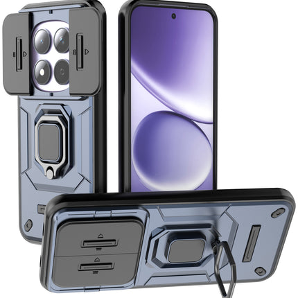 Kapa Armor Slider Back Cover for Redmi Note 15 Pro 5G | Inbuilt Ring + Camera Slider Shockproof Lens Protection Bumper Back Case (Blue) - Mobizang
