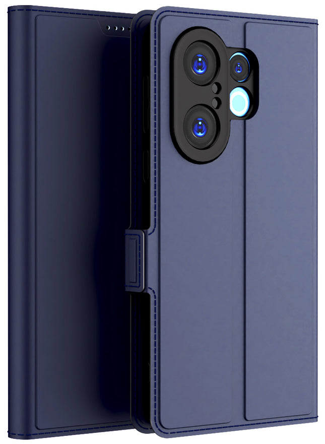Kapa Noble Slim Magnetic Leather Flip Case Cover for Vivo X200 FE 5G | Card Holder Stand Flip Wallet Case (Blue)