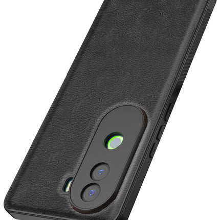 Kapa Tux Leather Back Cover for Vivo V40E / iQOO Z9S | Slim Shockproof Camera Protection Bumper Case (Black)