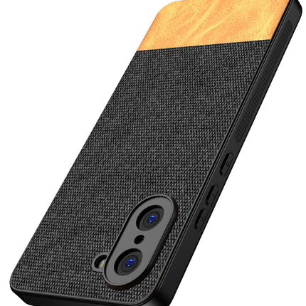 Kapa Soft Fabric & Leather Hybrid Protective Back Cover for OnePlus Nord CE 5 | Shockproof Slim Hard Anti Slip Back Case (Black,Brown)
