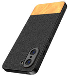 Kapa Soft Fabric & Leather Hybrid Protective Back Cover for OnePlus Nord CE 5 | Shockproof Slim Hard Anti Slip Back Case (Black,Brown)
