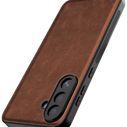 Kapa Tux Leather Back Cover for Samsung Galaxy M36 / F36 5G | Slim Shockproof Camera Protection Bumper Case (Brown)