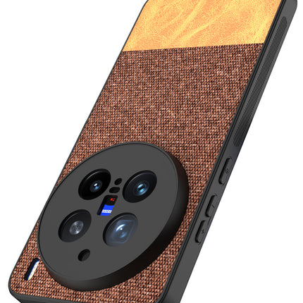 Kapa Soft Fabric & Leather Hybrid Protective Back Cover for Vivo X200 Pro (5G) | Shockproof Slim Hard Anti Slip Back Case (Brown) - Mobizang
