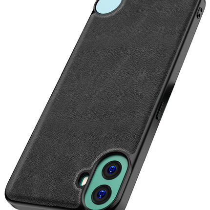 Kapa Tux Leather Back Cover for Nothing CMF Phone 1 | Slim Shockproof Camera Protection Bumper Case (Black)