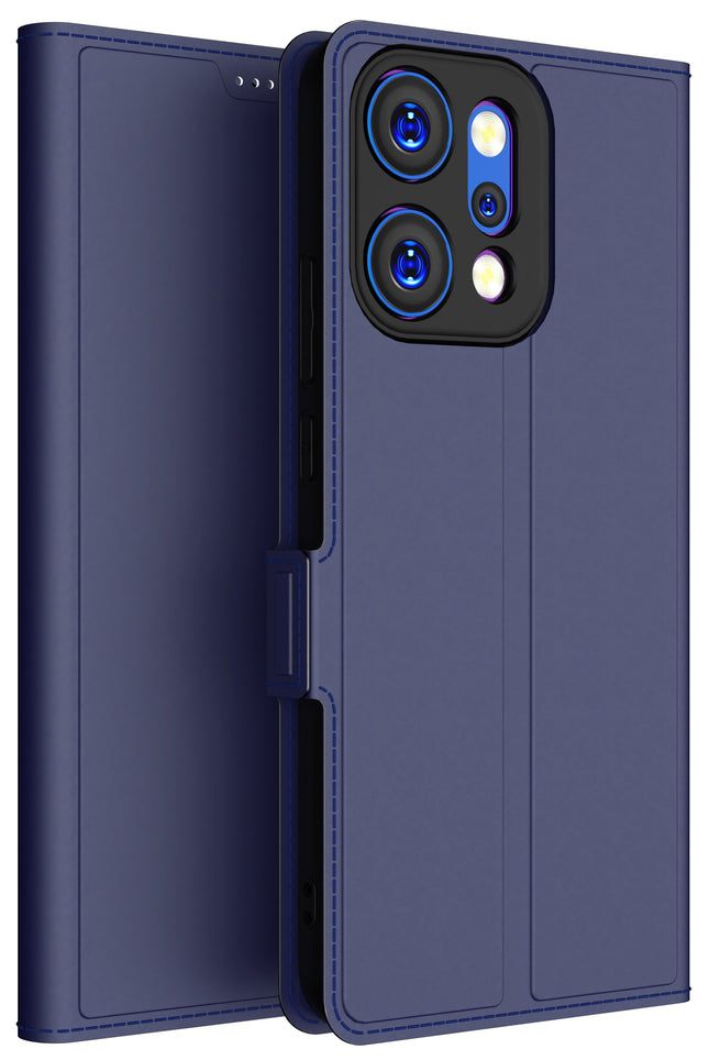 Kapa Noble Slim Magnetic Leather Flip Case Cover for Oppo Reno 14 PRO 5G | Card Holder Stand Flip Wallet Case (Blue)
