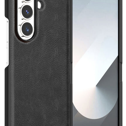 Kapa Tux Leather Back Cover for Samsung Galaxy Z Fold 7 | Slim Shockproof Camera Protection Bumper Case (Black)