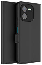 Kapa Noble Slim Magnetic Leather Flip Case Cover for IQOO Z9X | Card Holder Stand Flip Wallet Case (Black)
