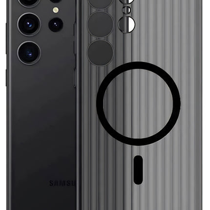 Kapa Matte Magnetic Wave Grip Back Cover for Samsung Galaxy S25 Ultra | [MagSafe Compatible] Wireless charging, Slim, Metal Buttons, Frosted Back Case (Grey)