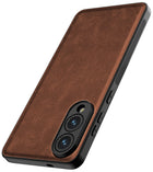 Kapa Tux Leather Back Cover for Samsung Galaxy S25 Edge | Slim Shockproof Camera Protection Bumper Case (Brown) - Mobizang