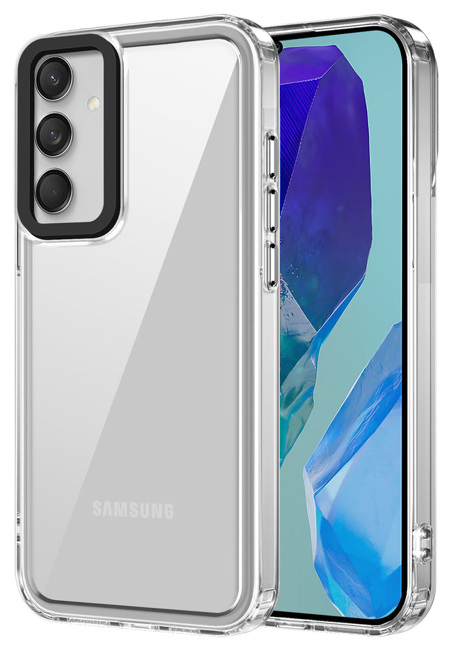 Kapa Warrior Acrylic Clear Back Cover For Samsung Galaxy M55 (5G) | Slim Shockproof [Military Grade Protection] Hybrid Bumper Case (Clear Sides)