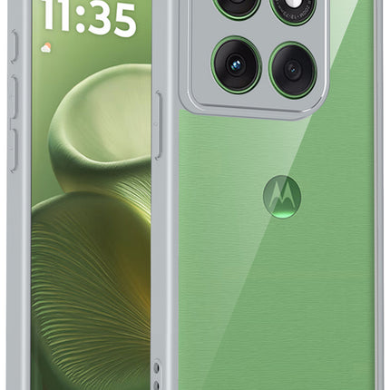 Kapa Hawkeye Clear Slim Tough Back Cover for Moto Edge 70 | Camera Lens Protector Anti Yellow Shockproof Clear Hybrid Case Cover (Grey) - Mobizang