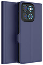 Kapa Noble Slim Magnetic Leather Flip Case Cover for Moto Edge 60 Stylus | Card Holder Stand Flip Wallet Case (Blue)