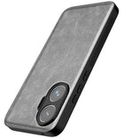 Kapa Tux Leather Back Cover for Poco F7 5G | Slim Shockproof Camera Protection Bumper Case (Grey) - Mobizang