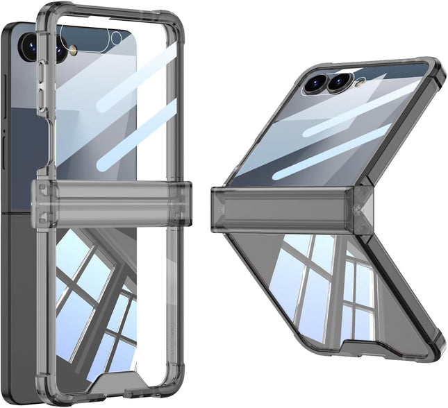 Kapa Clear Airbag with Hinge Protection Back Case for Samsung Galaxy Flip7 / Z Flip 7 | Transparent Shockproof Slim Hard Protective Cover (Grey) - Mobizang