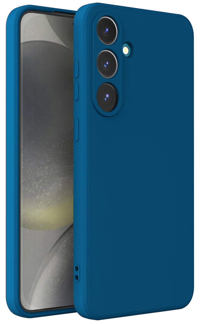 Kapa Matte Protective Lens Flexible Back Cover for Samsung Galaxy S25 | Slim Silicone with Soft Lining Shockproof Full Body Bumper Case (Blue)