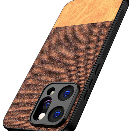 Kapa Soft Fabric & Leather Hybrid Protective Back Cover for Oppo Reno 14 5G | Shockproof Slim Hard Anti Slip Back Case (Brown) - Mobizang