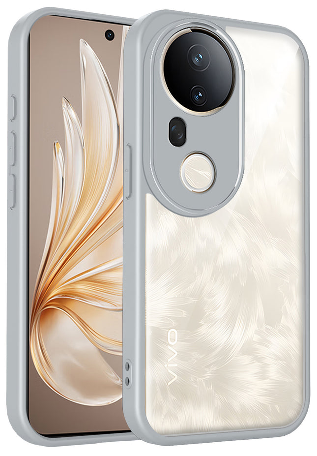 Kapa Hawkeye Clear Slim Tough Back Cover for Vivo T4 Ultra 5G | Camera Lens Protector Anti Yellow Shockproof Clear Hybrid Case Cover (Grey) - Mobizang