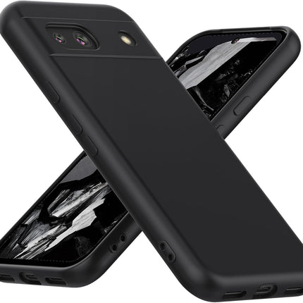 Kapa Matte Protective Lens Flexible Back Cover for Google Pixel 8A | Slim Silicone with Soft Lining Shockproof Full Body Bumper Case (Black)