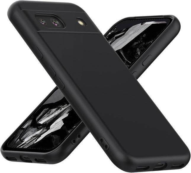 Kapa Matte Protective Lens Flexible Back Cover for Google Pixel 8A | Slim Silicone with Soft Lining Shockproof Full Body Bumper Case (Black)