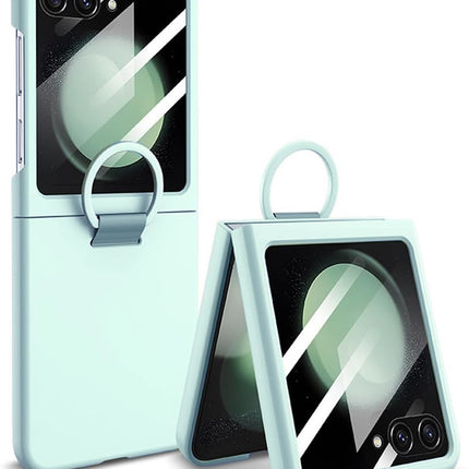 Kapa Ultra Thin PC + D Ring Back Case for Samsung Galaxy Flip7 / Z Flip 7 |with [Inbuilt Glass] Shockproof Slim Hard Protective Cover (Mint Green)