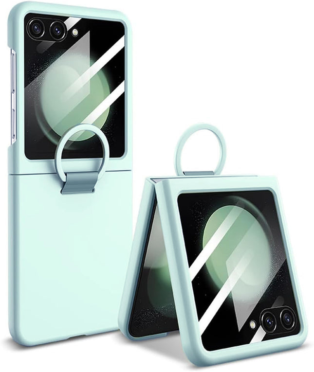 Kapa Ultra Thin PC + D Ring Back Case for Samsung Galaxy Flip7 / Z Flip 7 |with [Inbuilt Glass] Shockproof Slim Hard Protective Cover (Mint Green)