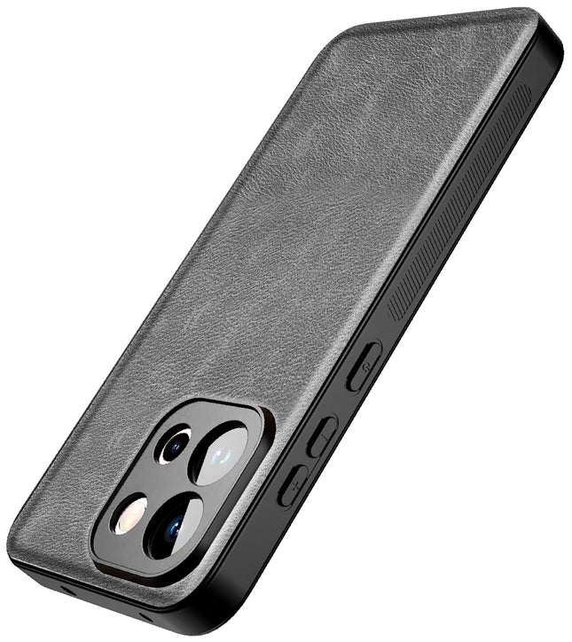Kapa Tux Leather Back Cover for OnePlus 13S | Slim Shockproof Camera Protection Bumper Case (Grey) - Mobizang