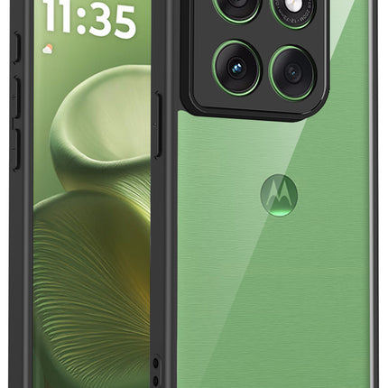 Kapa Hawkeye Clear Slim Tough Back Cover for Moto Edge 60 / Edge 60 Fusion | Camera Lens Protector Anti Yellow Shockproof Clear Hybrid Case Cover (Black)
