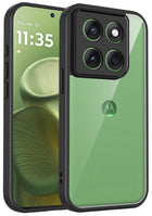 Kapa Hawkeye Clear Slim Tough Back Cover for Moto Edge 60 / Edge 60 Fusion | Camera Lens Protector Anti Yellow Shockproof Clear Hybrid Case Cover (Black)