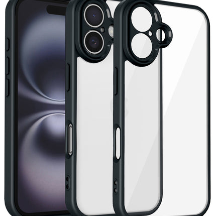 Kapa Hawkeye Clear Back Cover for Apple iPhone 16 Plus | Camera Lens Protector Shockproof Slim Clear Case Cover (Black Sides) - Mobizang