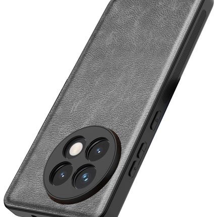 Kapa Tux Leather Back Cover for OnePlus 13R | Slim Shockproof Camera Protection Bumper Case (Grey)